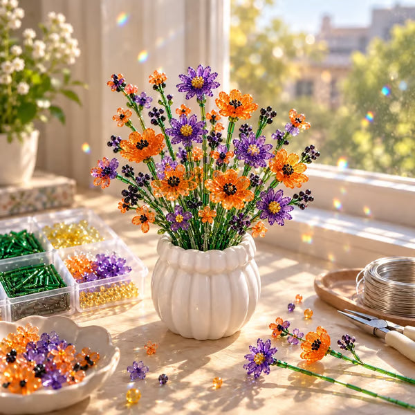 🌼✨ DIY Perlen-Wildblumenstrauß – Kreatives Kristallblumen-Bastelset zum Selbermachen 🌸