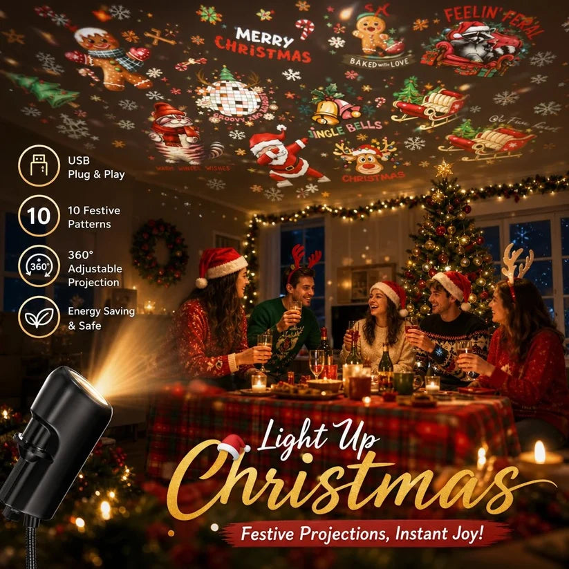 🎅🌌 Plug-&-Play HD-Weihnachtsprojektor – 6 oder 10 festliche Szenen