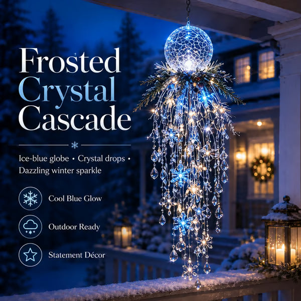 Crystal-Cascade-Weihnachtsbeleuchtung™ – hängende LED-Schneeflocke mit Kristalleffekt für die Veranda ✨❄️