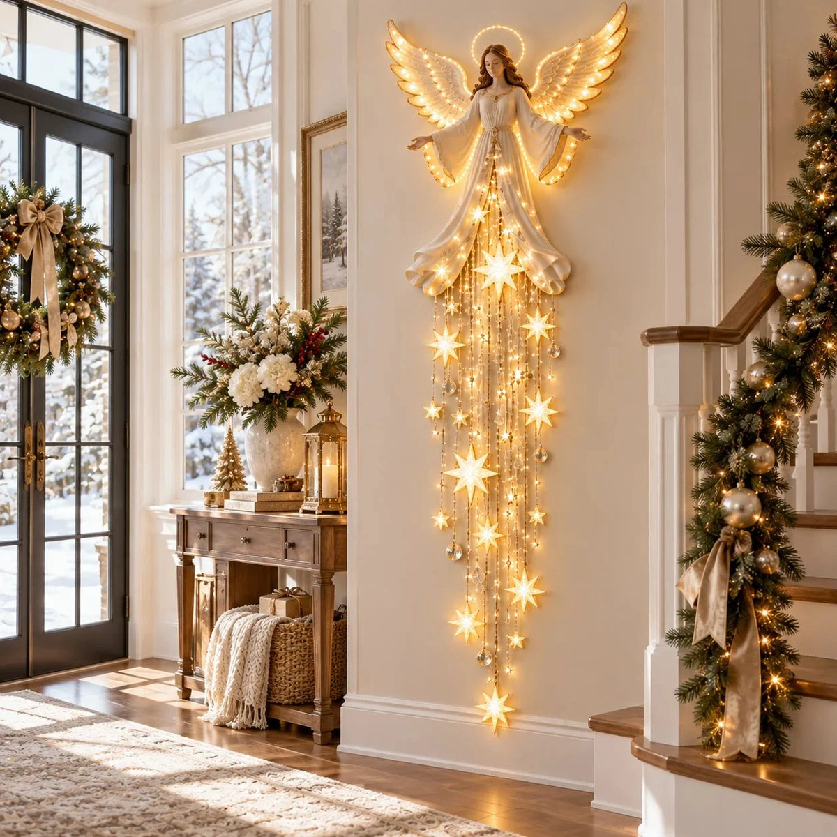 😇🎄Wandleuchte „Angel Blessing Starfall“ – Himmlische Weihnachtswanddekoration