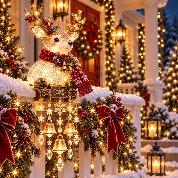 🎄 [Vorverkauf]Weihnachtsbeleuchtung für das Geländer auf der Veranda – 4 festliche Figurenmotive