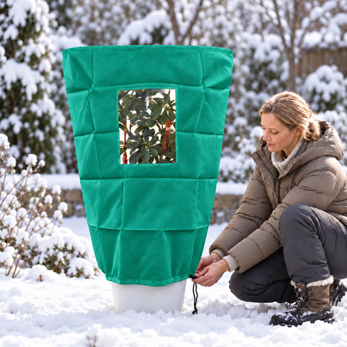 🧶✨Winterschutz-Pflanzenhülle mit Reißverschluss und Kordelzug zum Frostschutz