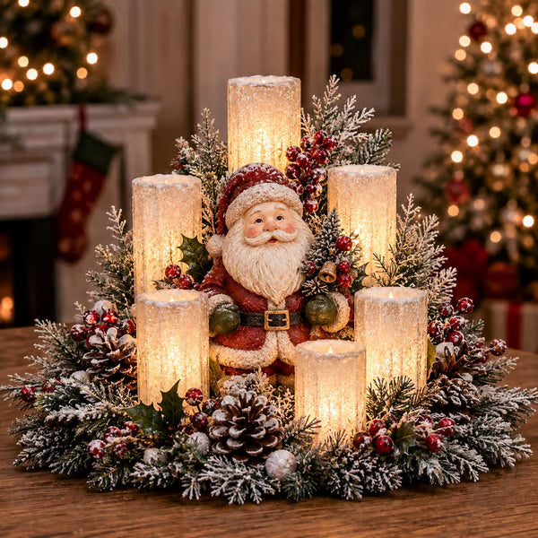 🕯️Beleuchtetes Weihnachtsgesteck mit dem Schein einer flammenlosen Kerze⛄️