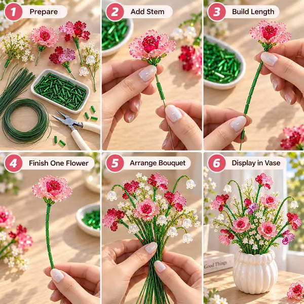 🌼✨ DIY Perlen-Wildblumenstrauß – Kreatives Kristallblumen-Bastelset zum Selbermachen 🌸