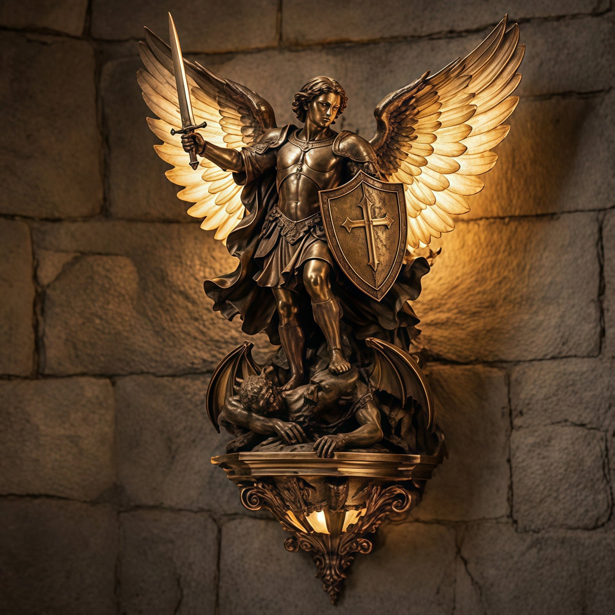 🕊️Wandleuchte „Schutzengel St. Michael“✨