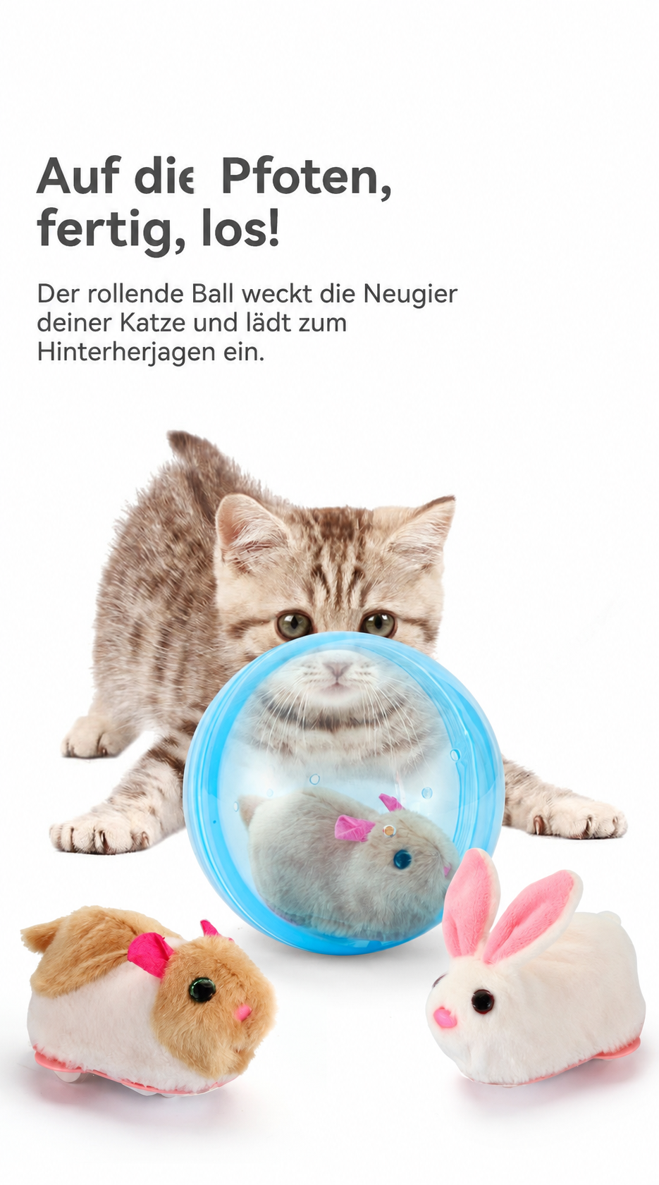 🐹🐾 Elektrischer Hamster-Rollball – Niedlicher Spielspaß für neugierige Katzen