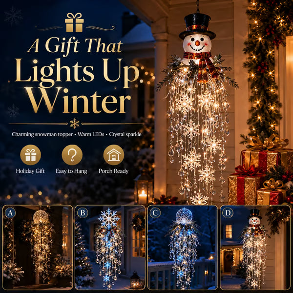 Crystal-Cascade-Weihnachtsbeleuchtung™ – hängende LED-Schneeflocke mit Kristalleffekt für die Veranda ✨❄️