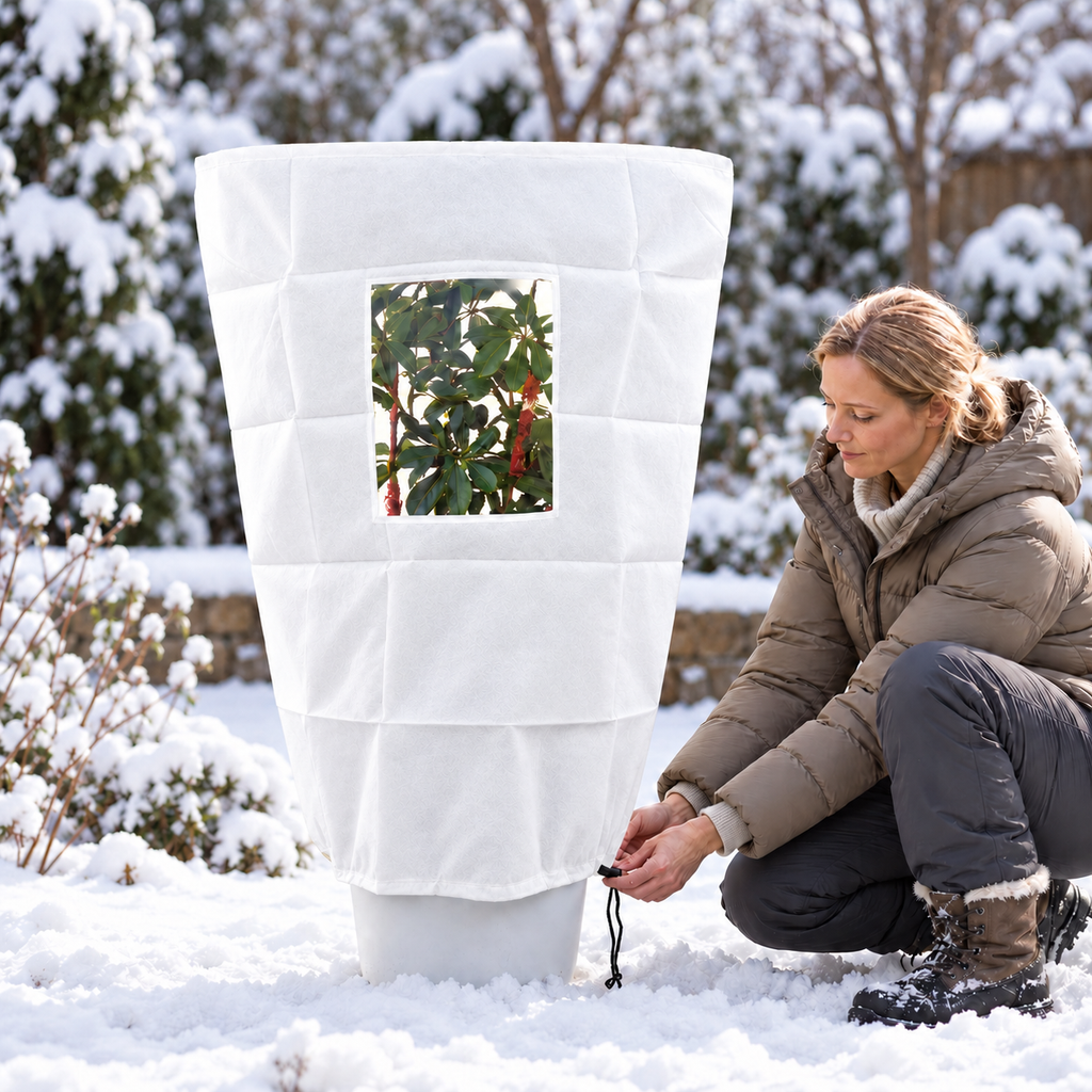 🧶✨Winterschutz-Pflanzenhülle mit Reißverschluss und Kordelzug zum Frostschutz