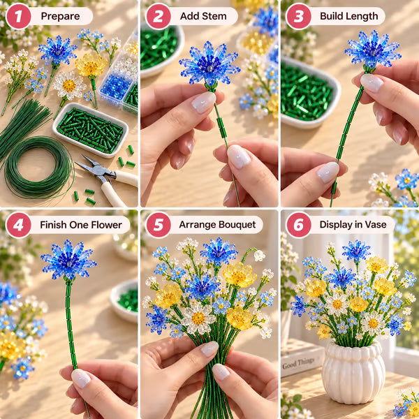 🌼✨ DIY Perlen-Wildblumenstrauß – Kreatives Kristallblumen-Bastelset zum Selbermachen 🌸