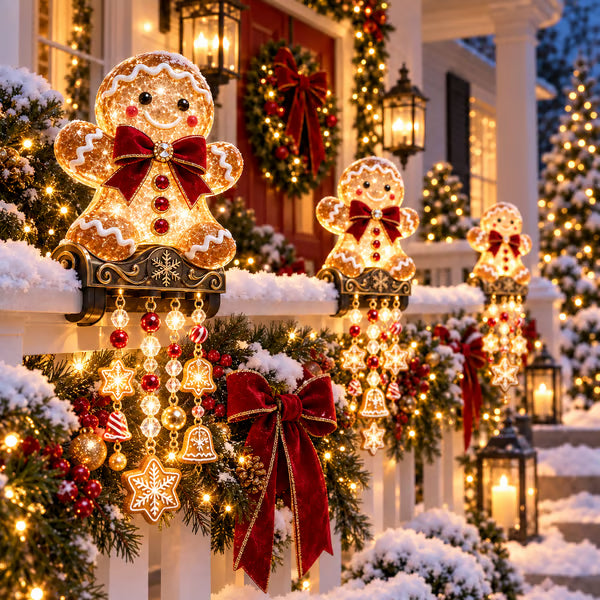 🎄 [Vorverkauf]Weihnachtsbeleuchtung für das Geländer auf der Veranda – 4 festliche Figurenmotive