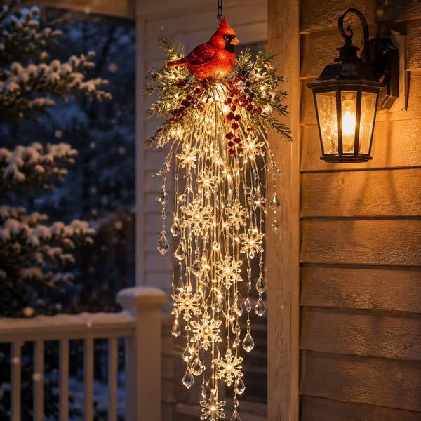 Crystal-Cascade-Weihnachtsbeleuchtung™ – hängende LED-Schneeflocke mit Kristalleffekt für die Veranda ✨❄️