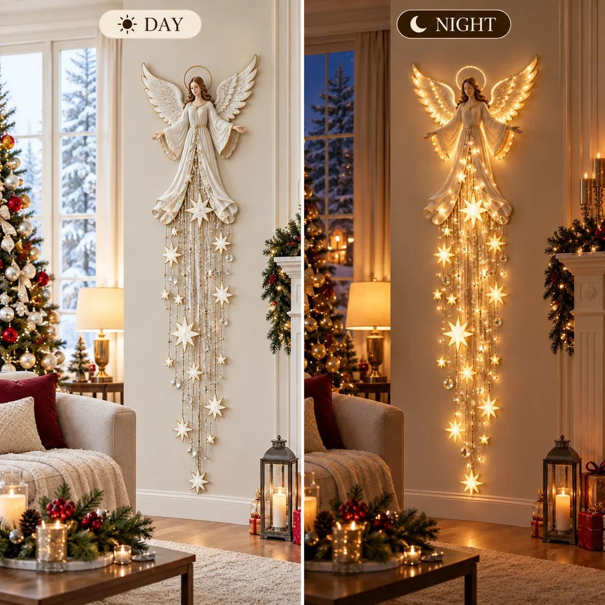 😇🎄Wandleuchte „Angel Blessing Starfall“ – Himmlische Weihnachtswanddekoration