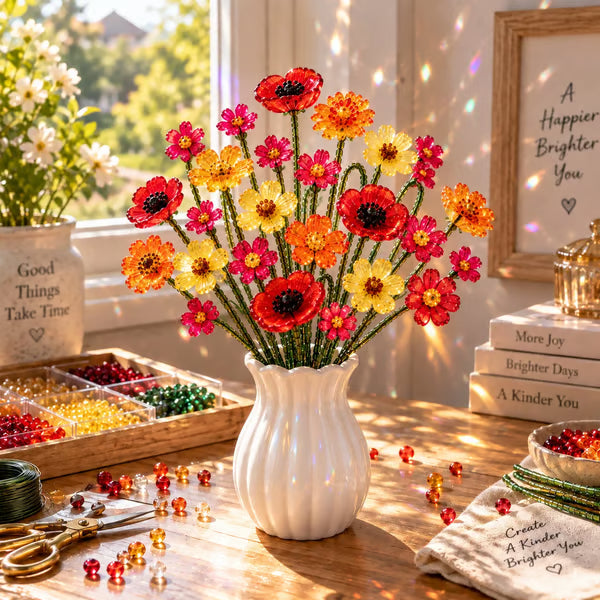 🌼✨ DIY Perlen-Wildblumenstrauß – Kreatives Kristallblumen-Bastelset zum Selbermachen 🌸
