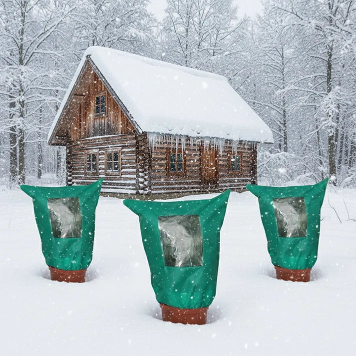 🧶✨Winterschutz-Pflanzenhülle mit Reißverschluss und Kordelzug zum Frostschutz