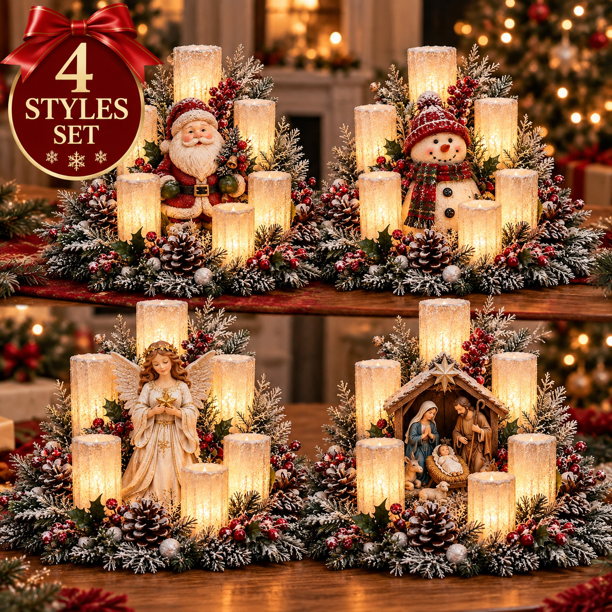 🕯️Beleuchtetes Weihnachtsgesteck mit dem Schein einer flammenlosen Kerze⛄️