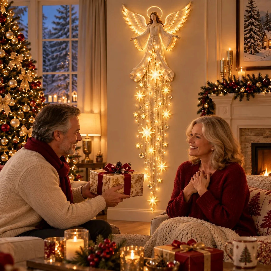 😇🎄Wandleuchte „Angel Blessing Starfall“ – Himmlische Weihnachtswanddekoration
