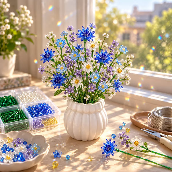 🌼✨ DIY Perlen-Wildblumenstrauß – Kreatives Kristallblumen-Bastelset zum Selbermachen 🌸