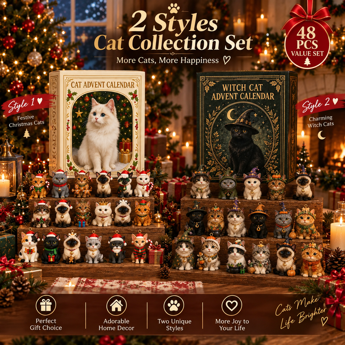 🐱24-Tage-Katzen-Adventskalender 2026 – Weihnachtliche Katzenanhänger
