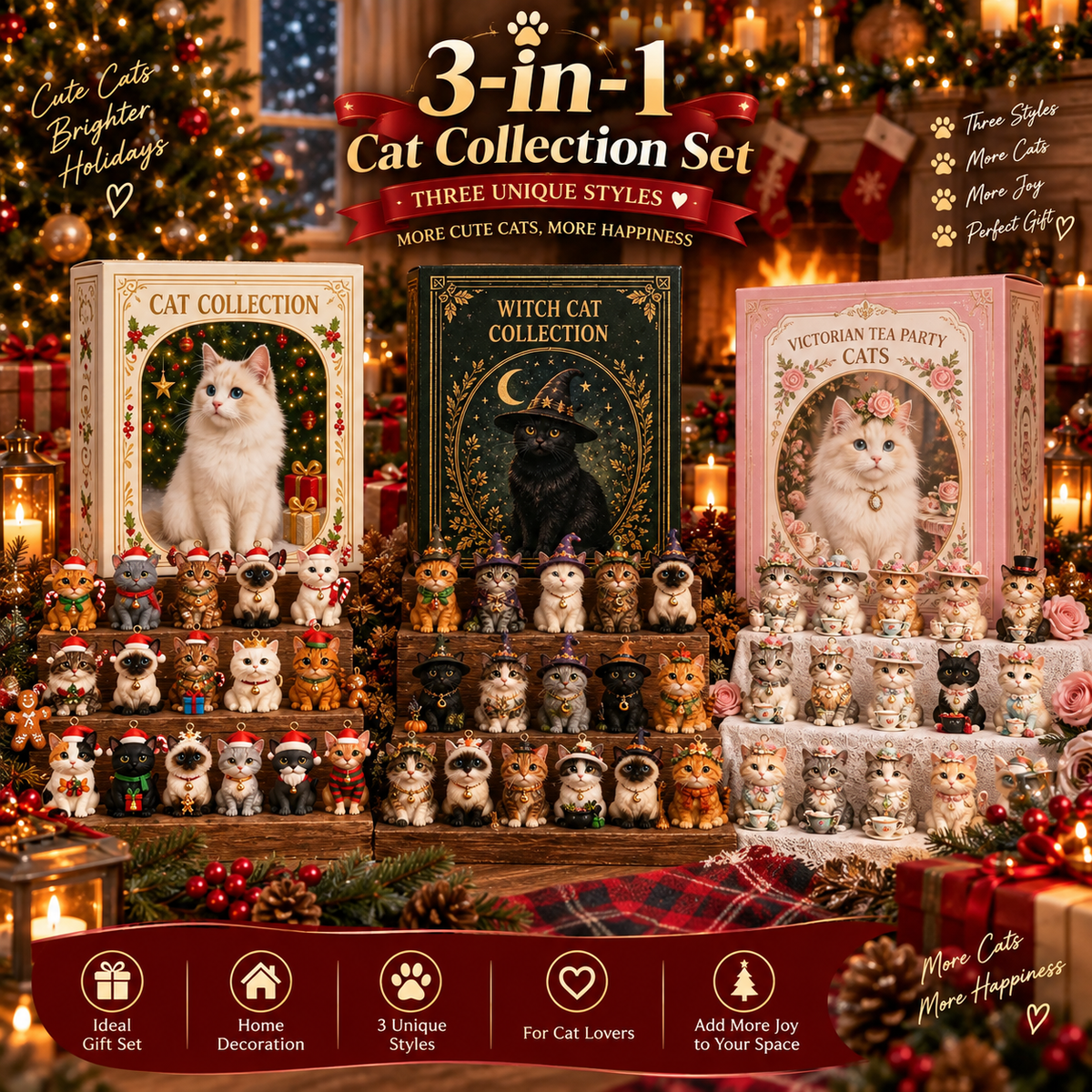 🐱24-Tage-Katzen-Adventskalender 2026 – Weihnachtliche Katzenanhänger