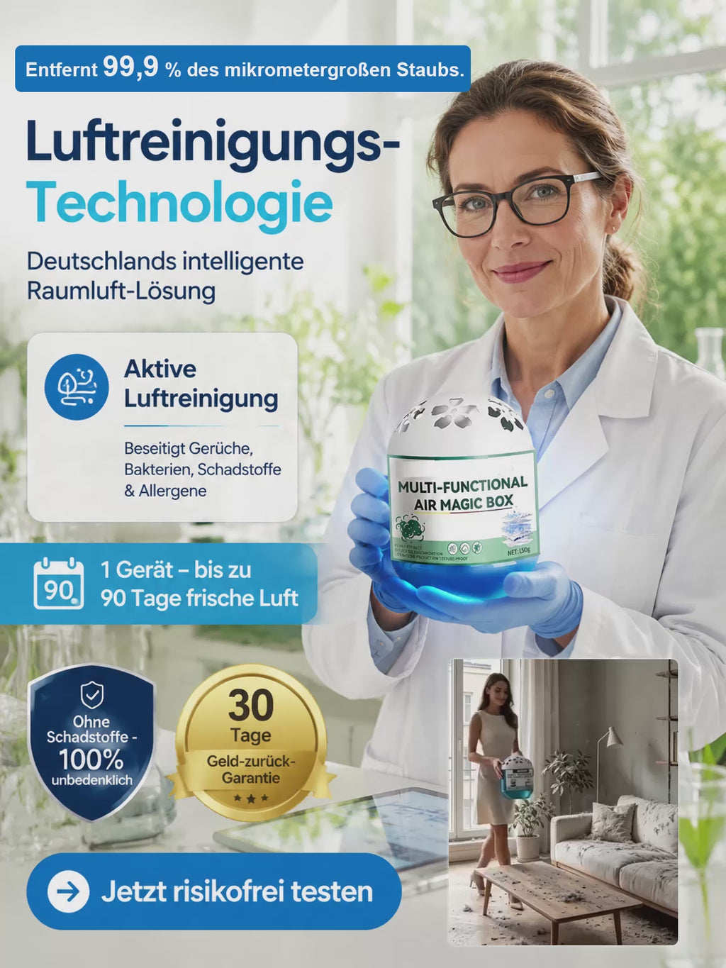 [Kraftvolle Entfernung von 99,9 % des Staubs in Mikrometergröße] Zauberhafte Staubabsaugungsbox